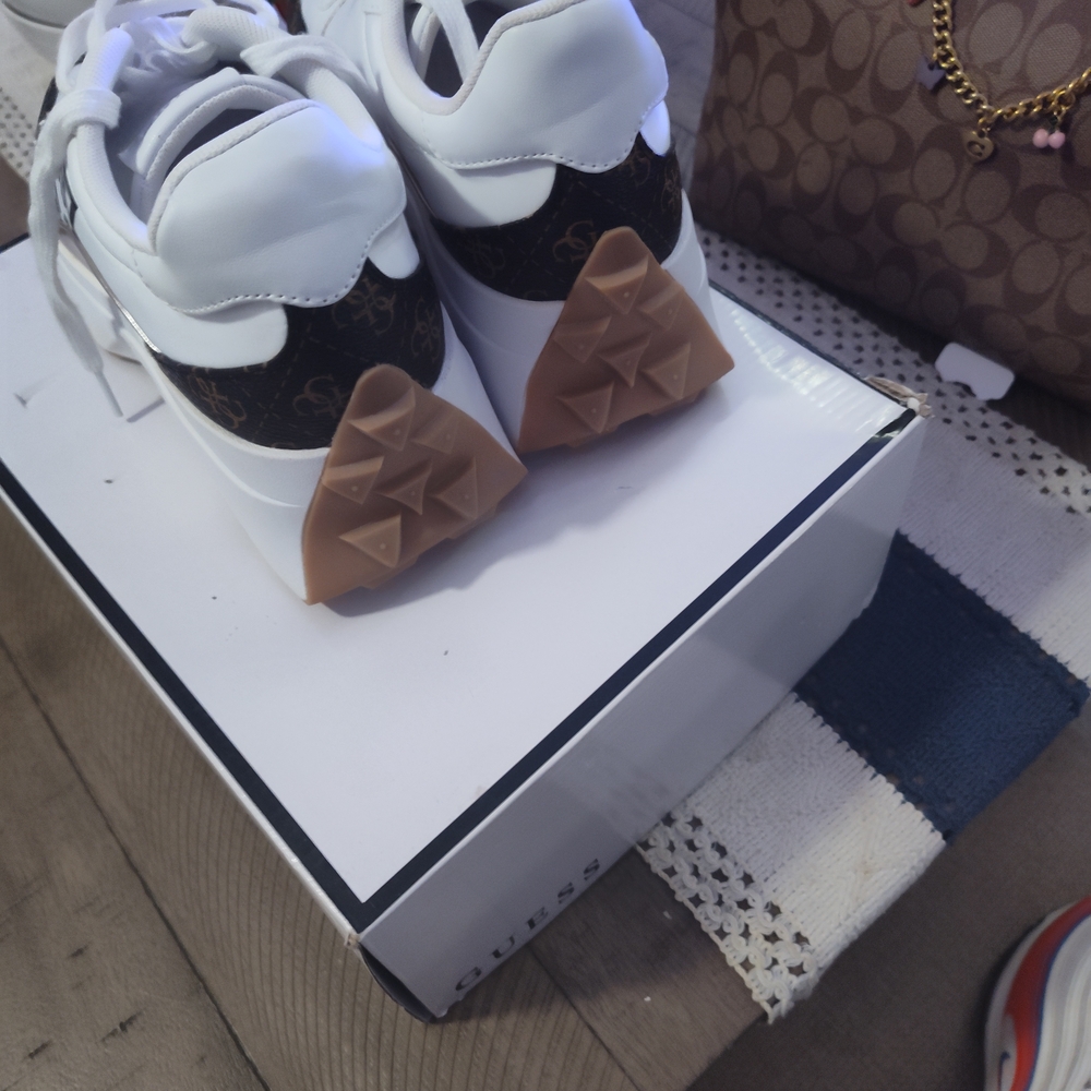 Guess White and Brown Sneakers